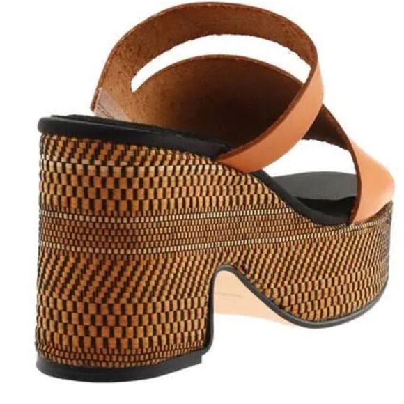 Free People Demi Platform Sandals Tan Leather Boho Sz 39 - Picture 3 of 9